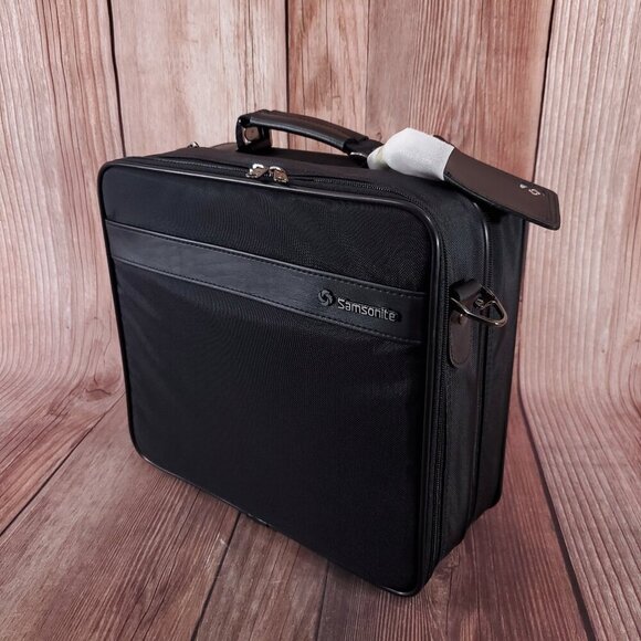 Vintage Samsonite Laptop Bag Black Nylon Leather Travel Bag - Picture 1 of 16